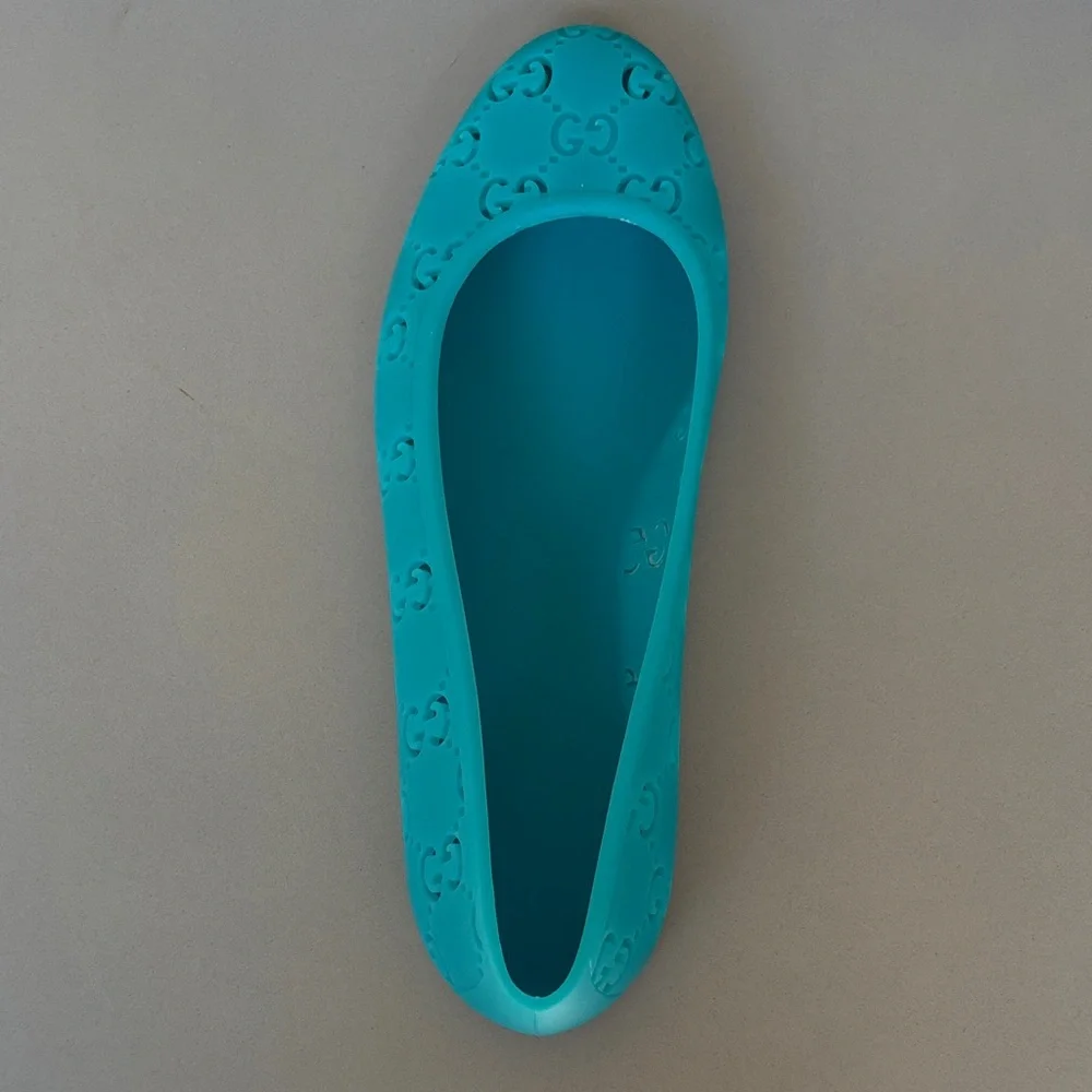 Authentic Gucci Teal GG  Rubber Jelly Ballet Flats EU 40 (US 9.5–10) NIB - Picture 6 of 16